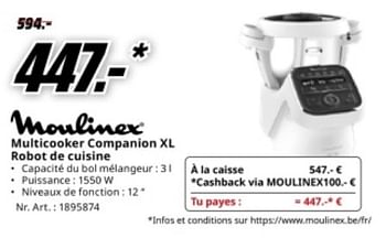 Promoties Moulinex multicooker companion xl robot de cuisine - Moulinex - Geldig van 04/05/2024 tot 12/05/2024 bij Media Markt