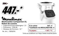 Promotions Moulinex multicooker companion xl robot de cuisine - Moulinex - Valide de 04/05/2024 à 12/05/2024 chez Media Markt