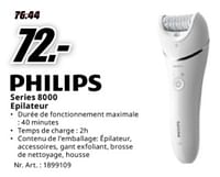 Promotions Philips series 8000 epilateur - Philips - Valide de 04/05/2024 à 12/05/2024 chez Media Markt