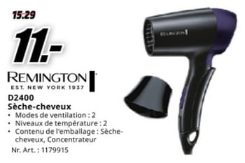 Promoties Remington d2400 séche-cheveux - Remington - Geldig van 04/05/2024 tot 12/05/2024 bij Media Markt