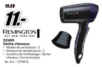 Promotions Remington d2400 séche-cheveux - Remington - Valide de 04/05/2024 à 12/05/2024 chez Media Markt