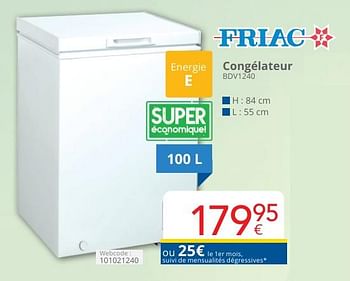 Promoties Friac congélateur bdv1240 - Friac - Geldig van 01/05/2024 tot 31/05/2024 bij Eldi