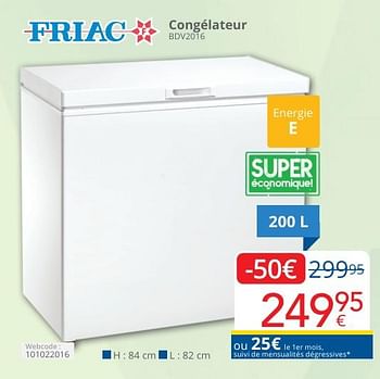 Promoties Friac congélateur bdv2016 - Friac - Geldig van 01/05/2024 tot 31/05/2024 bij Eldi