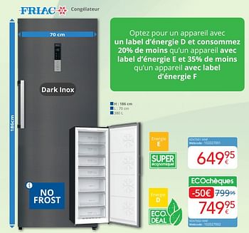 Promoties Friac congélateur vdv7001 ixnf - Friac - Geldig van 01/05/2024 tot 31/05/2024 bij Eldi