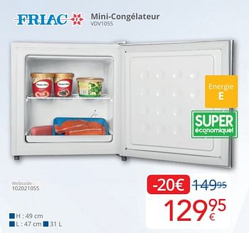 Promoties Friac mini-congélateur vdv1055 - Friac - Geldig van 01/05/2024 tot 31/05/2024 bij Eldi