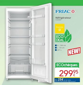 Promoties Friac réfrigérateur co2904 - Friac - Geldig van 01/05/2024 tot 31/05/2024 bij Eldi