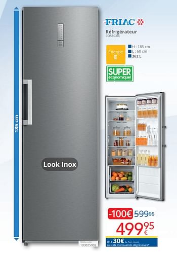 Promotions Friac réfrigérateur co5802ix - Friac - Valide de 01/05/2024 à 31/05/2024 chez Eldi