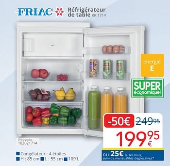 Promotions Friac réfrigérateur de table kk 1714 - Friac - Valide de 01/05/2024 à 31/05/2024 chez Eldi
