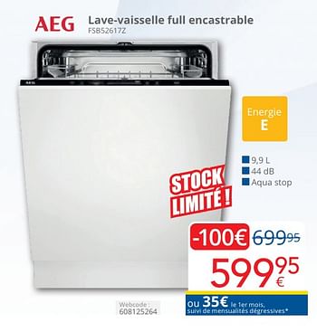 Promoties Aeg lave-vaisselle full encastrable fsb52617z - AEG - Geldig van 01/05/2024 tot 31/05/2024 bij Eldi