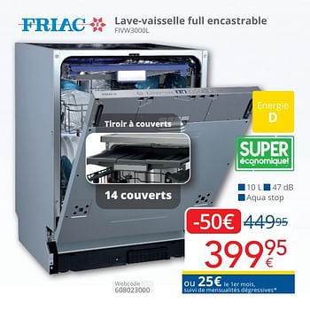 Promoties Friac lave-vaisselle full encastrable fivw3000l - Friac - Geldig van 01/05/2024 tot 31/05/2024 bij Eldi