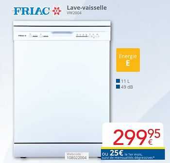 Promotions Friac lave-vaisselle vw2004 - Friac - Valide de 01/05/2024 à 31/05/2024 chez Eldi
