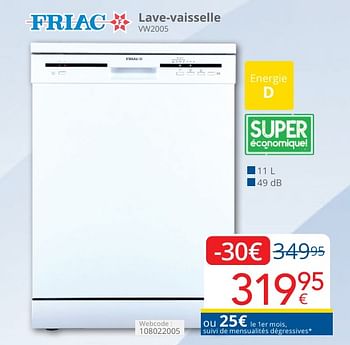 Promoties Friac lave-vaisselle vw2005 - Friac - Geldig van 01/05/2024 tot 31/05/2024 bij Eldi