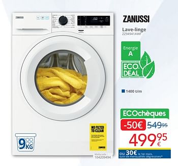 Promoties Zanussi lave-linge zz94941awf - Zanussi - Geldig van 01/05/2024 tot 31/05/2024 bij Eldi