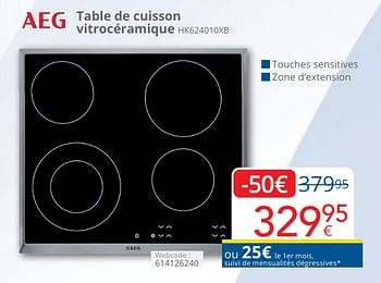 Promoties Aeg table de cuisson vitrocéramique hk624010xb - AEG - Geldig van 01/05/2024 tot 31/05/2024 bij Eldi