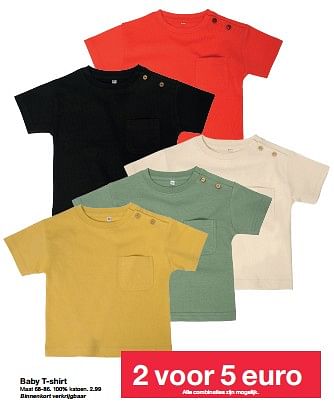 Promotions Baby t-shirt - Produit maison - Zeeman  - Valide de 04/05/2024 à 10/05/2024 chez Zeeman