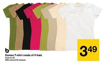 Promotions Dames t-shirt ronde of v-hals - Produit maison - Zeeman  - Valide de 04/05/2024 à 10/05/2024 chez Zeeman