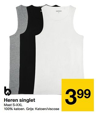 Promoties Heren singlet - Huismerk - Zeeman  - Geldig van 04/05/2024 tot 10/05/2024 bij Zeeman