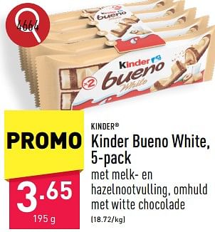 Promotions Kinder bueno white - Kinder - Valide de 13/05/2024 à 19/05/2024 chez Aldi