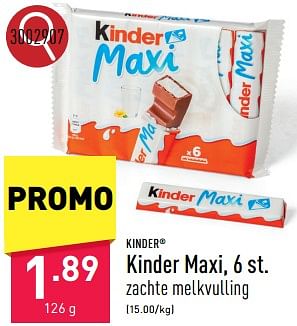 Promoties Kinder maxi - Kinder - Geldig van 13/05/2024 tot 19/05/2024 bij Aldi