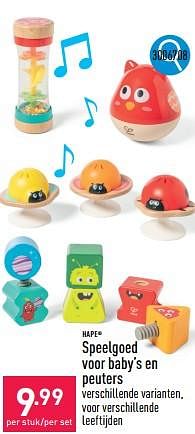 Promotions Speelgoed voor baby’s en peuters - Hape - Valide de 13/05/2024 à 19/05/2024 chez Aldi