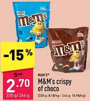 Promoties M+m’s crispy of choco - M&M 's - Geldig van 13/05/2024 tot 19/05/2024 bij Aldi