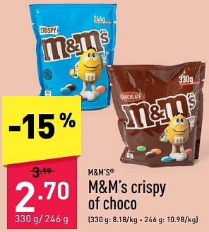 Promotions M+m’s crispy of choco - M&M 's - Valide de 13/05/2024 à 19/05/2024 chez Aldi