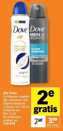Promotions Dove advanced care original deospray - Dove - Valide de 06/05/2024 à 12/05/2024 chez Albert Heijn