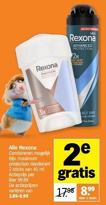 Promoties Rexona maximum protection deodorant - Rexona - Geldig van 06/05/2024 tot 12/05/2024 bij Albert Heijn