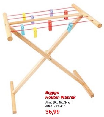 Promotions Bigjigs houten wasrek - Bigjigs - Valide de 01/03/2024 à 31/05/2024 chez Lobbes