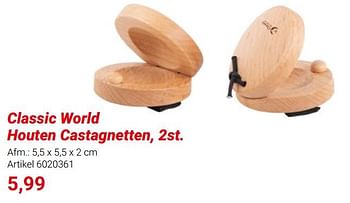 Promoties Classic world houten castagnetten - Classic World - Geldig van 01/03/2024 tot 31/05/2024 bij Lobbes