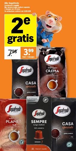 Promotions Sempre lungo medium capsules - Segafredo - Valide de 06/05/2024 à 12/05/2024 chez Albert Heijn