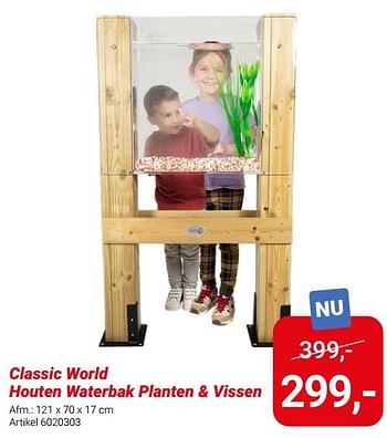 Promoties Classic world houten waterbak planten + vissen - Classic World - Geldig van 01/03/2024 tot 31/05/2024 bij Lobbes