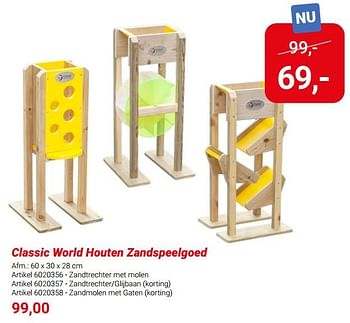 Promoties Classic world houten zandspeelgoed zandtrechter met molen - Classic World - Geldig van 01/03/2024 tot 31/05/2024 bij Lobbes