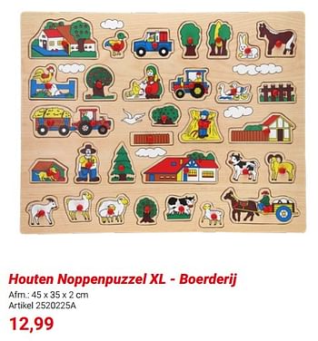 Promoties Houten noppenpuzzel xl - boerderij - Huismerk - Lobbes - Geldig van 01/03/2024 tot 31/05/2024 bij Lobbes