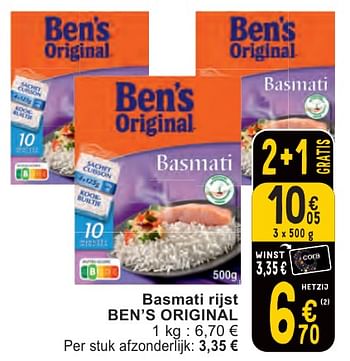 Promoties Basmati rijst ben’s original - Ben's Original - Geldig van 07/05/2024 tot 13/05/2024 bij Cora
