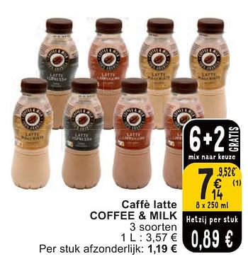 Promotions Caffè latte coffee + milk - Coffee & Milk - Valide de 07/05/2024 à 13/05/2024 chez Cora