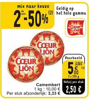 Promoties Camembert - Cœur de Lion - Geldig van 07/05/2024 tot 13/05/2024 bij Cora
