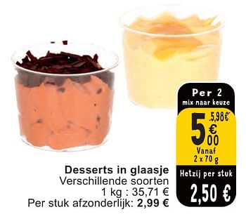 Promoties Desserts in glaasje - Huismerk - Cora - Geldig van 07/05/2024 tot 13/05/2024 bij Cora