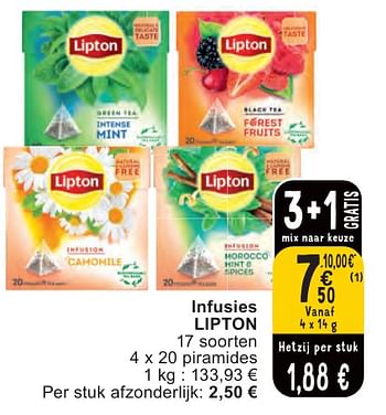 Promoties Infusies lipton - Lipton - Geldig van 07/05/2024 tot 13/05/2024 bij Cora