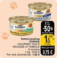 Promoties Kattenvoeding purina gourmet gold mousse of timbale - Purina - Geldig van 07/05/2024 tot 13/05/2024 bij Cora