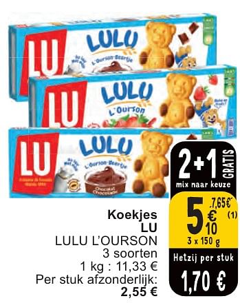 Promotions Koekjes lu lulu l’ourson - Lu - Valide de 07/05/2024 à 13/05/2024 chez Cora
