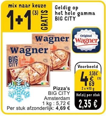 Promoties Pizza’s big city - Original Wagner - Geldig van 07/05/2024 tot 13/05/2024 bij Cora
