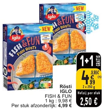 Promotions Rösti iglo fish + fun - Iglo - Valide de 07/05/2024 à 13/05/2024 chez Cora