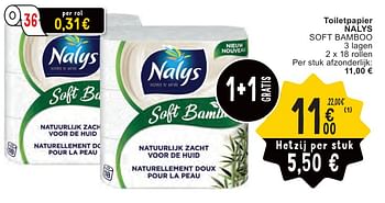Promoties Toiletpapier nalys soft bamboo - Nalys - Geldig van 07/05/2024 tot 13/05/2024 bij Cora