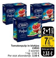 Promoties Tomatenpulp in blokjes cirio - CIRIO - Geldig van 07/05/2024 tot 13/05/2024 bij Cora