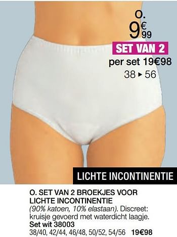 Promoties Set van 2 broekjes voor lichte incontinentie - Huismerk - Damart - Geldig van 01/05/2024 tot 30/06/2024 bij Damart