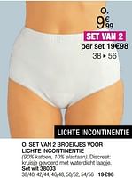 Promoties Set van 2 broekjes voor lichte incontinentie - Huismerk - Damart - Geldig van 01/05/2024 tot 30/06/2024 bij Damart