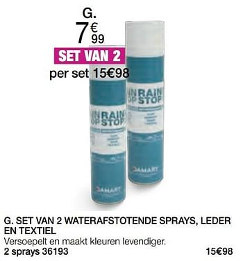 Promotions Set van 2 waterafstotende sprays, leder en textiel - Produit Maison - Damart - Valide de 01/05/2024 à 30/06/2024 chez Damart