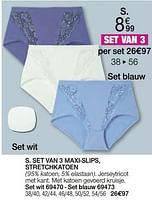 Promoties Set van 3 maxi-slips, stretchkatoen - Huismerk - Damart - Geldig van 01/05/2024 tot 30/06/2024 bij Damart
