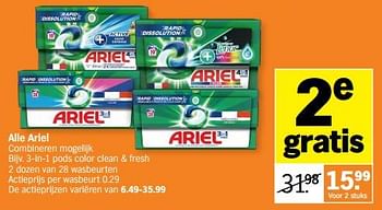 Promoties Ariel 3-in-1 pods color clean + fresh - Ariel - Geldig van 06/05/2024 tot 12/05/2024 bij Albert Heijn